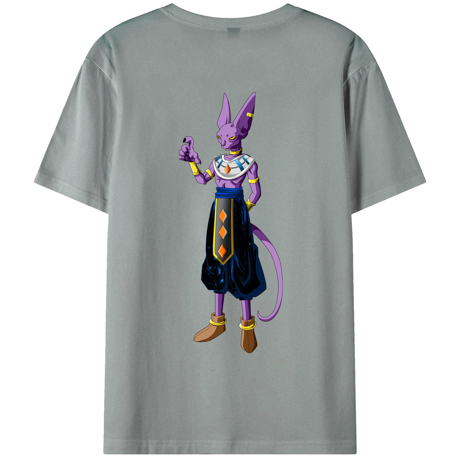 （画像用） ドラゴンボール ビルス 破壊神ビルス DRAGON BALL Beerus Birusu 綿100％ メンズ半袖Tシャツ（バックプリント） 通気性